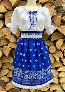 Šaty - Folklórny dámsky kroj modrý - 12250832_