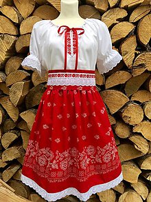 Šaty - Folklórny dámsky kroj červený  - 12250850_