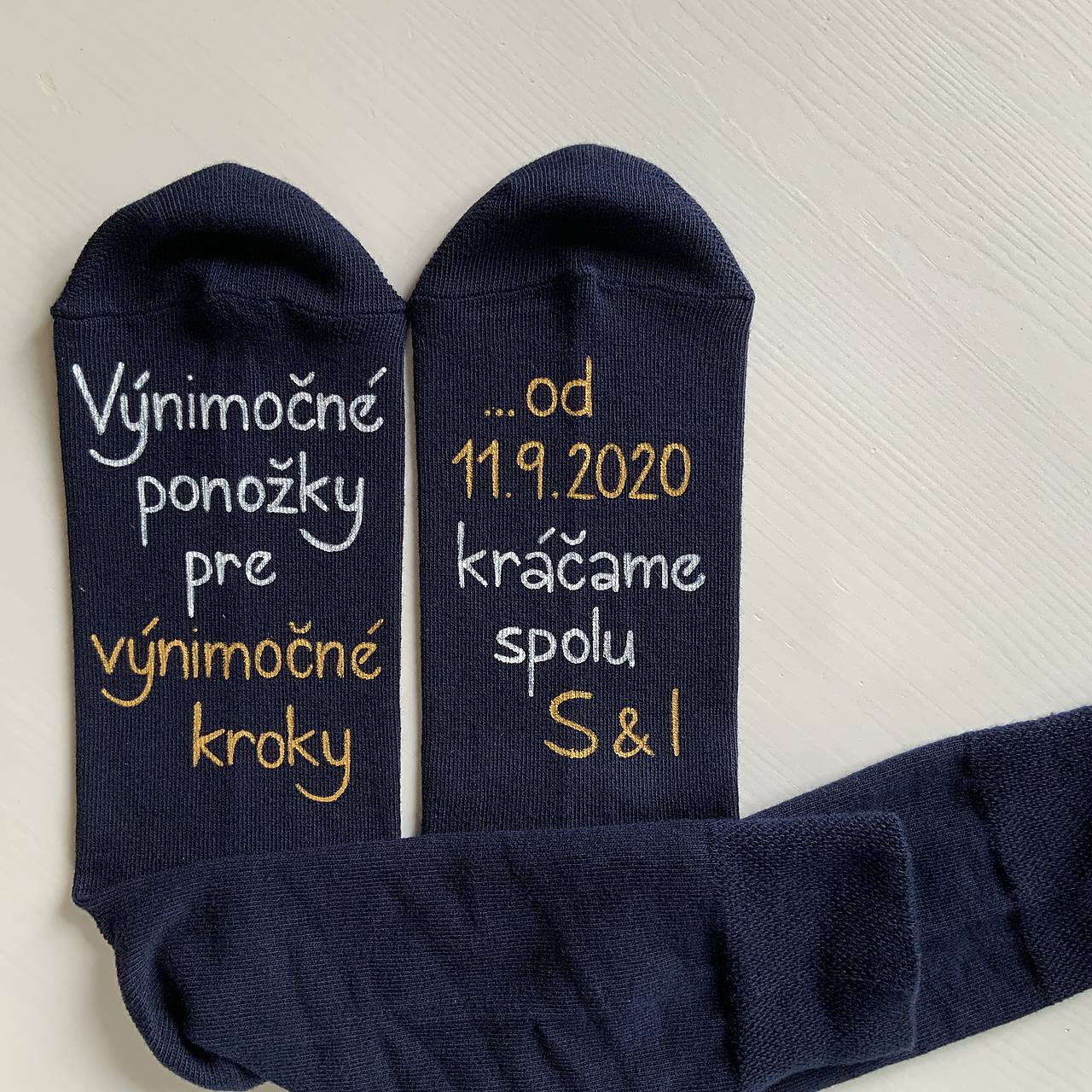 Maľované ponožky pre ženícha (tmavomodré)