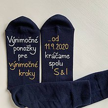 Ponožky, pančuchy, obuv - Maľované ponožky pre ženícha (tmavomodré) - 12252257_