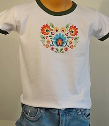 Topy, tričká, tielka - Biele detské bavlnené tričko s pásikmi - 12256433_