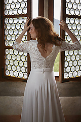 Šaty - Svadobné šaty s kruhovou šifónovou sukňou - 12253707_