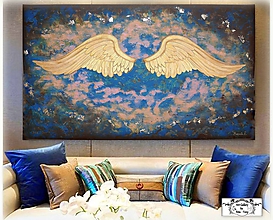 Obrazy - Maxi malba s 3D krídlami "Strážny anjel domu" :) - 12255591_