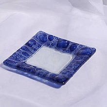 Nádoby - Misa modrá - tanier, svietnik - české bublinkové sklo 12 x 12 cm - 12255281_