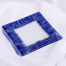 Nádoby - Misa modrá - tanier, svietnik - české bublinkové sklo 16 x 16 cm - 12255368_