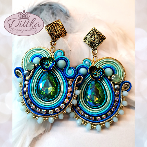 Náušnice - Lorna, šujtášové náušnice - 12254038_