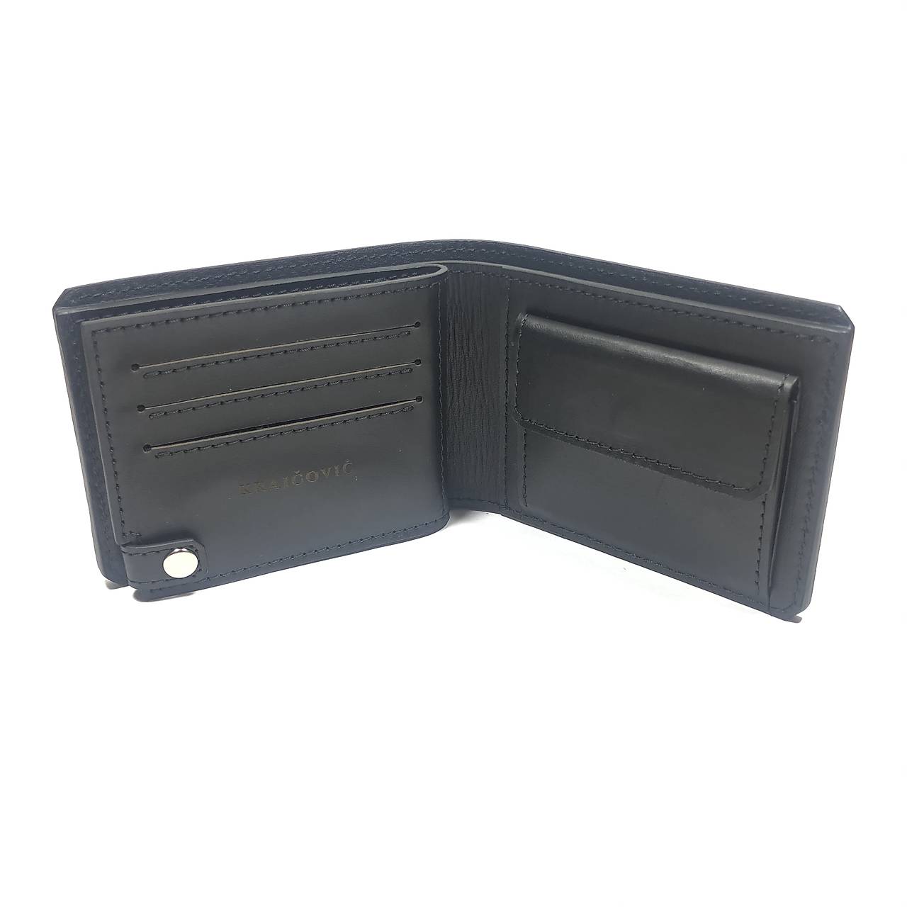 Pánska kožená peňaženka (čierna) + vnutorné zapínanie