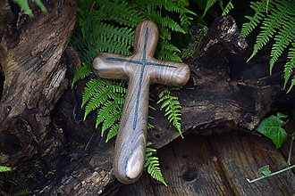 Dekorácie - Svadobný krížik z orechového dreva (krížik vo vnútri krížika) - 12257661_