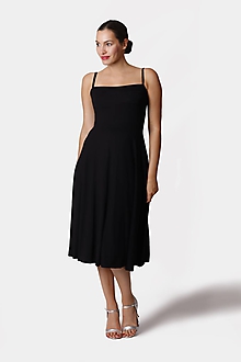 Šaty - Šaty midi s kruhovou sukňou a ramienkami - 12261249_