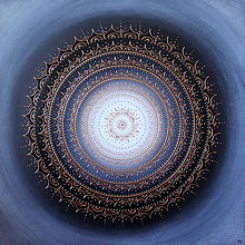 Obrazy - Mandala KVET ŠŤASTIA BIELY (sivý podklad) 100 x 100 - 12264417_