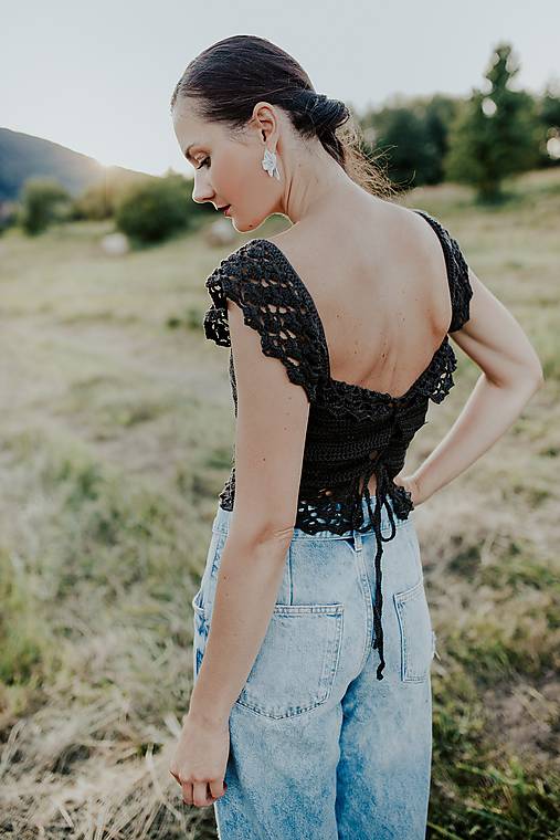 háčkované farebné crop topy (36 - Žltá)