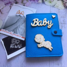 Taštičky - Obal na tehotenský preukaz, doklady dieťatka - MODRÝ (Modrý 2) - 12265277_