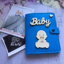 Taštičky - Obal na tehotenský preukaz, doklady dieťatka - MODRÝ (Modrý 3) - 12265279_
