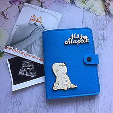 Taštičky - Obal na tehotenský preukaz, doklady dieťatka - MODRÝ (Modrý 5) - 12265289_