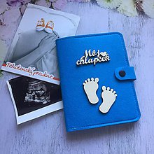 Taštičky - Obal na tehotenský preukaz, doklady dieťatka - MODRÝ (Modrý 7) - 12265292_