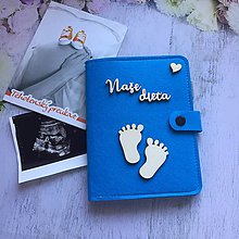 Taštičky - Obal na tehotenský preukaz, doklady dieťatka - MODRÝ (Modrý 8) - 12265295_