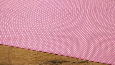Textil - Bavlnená látka - Bodky biele na ružovom 4 mm - cena za 10 centimetrov - 12270675_