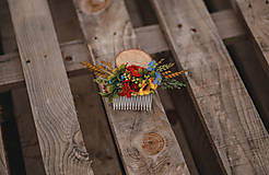 Ozdoby do vlasov - Folklórny kvetinový hrebienok do vlasov - 12270776_