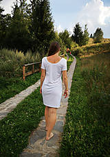 Šaty - Predajná vzorka - šaty klasický strih M14 - ružové a biele (S - Biela) - 12268937_