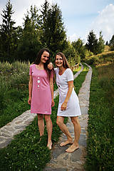 Šaty - Predajná vzorka - šaty klasický strih M14 - ružové a biele (S - Biela) - 12268943_