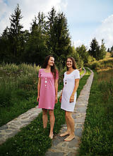 Šaty - Predajná vzorka - šaty klasický strih M14 - ružové a biele (S - Biela) - 12268944_