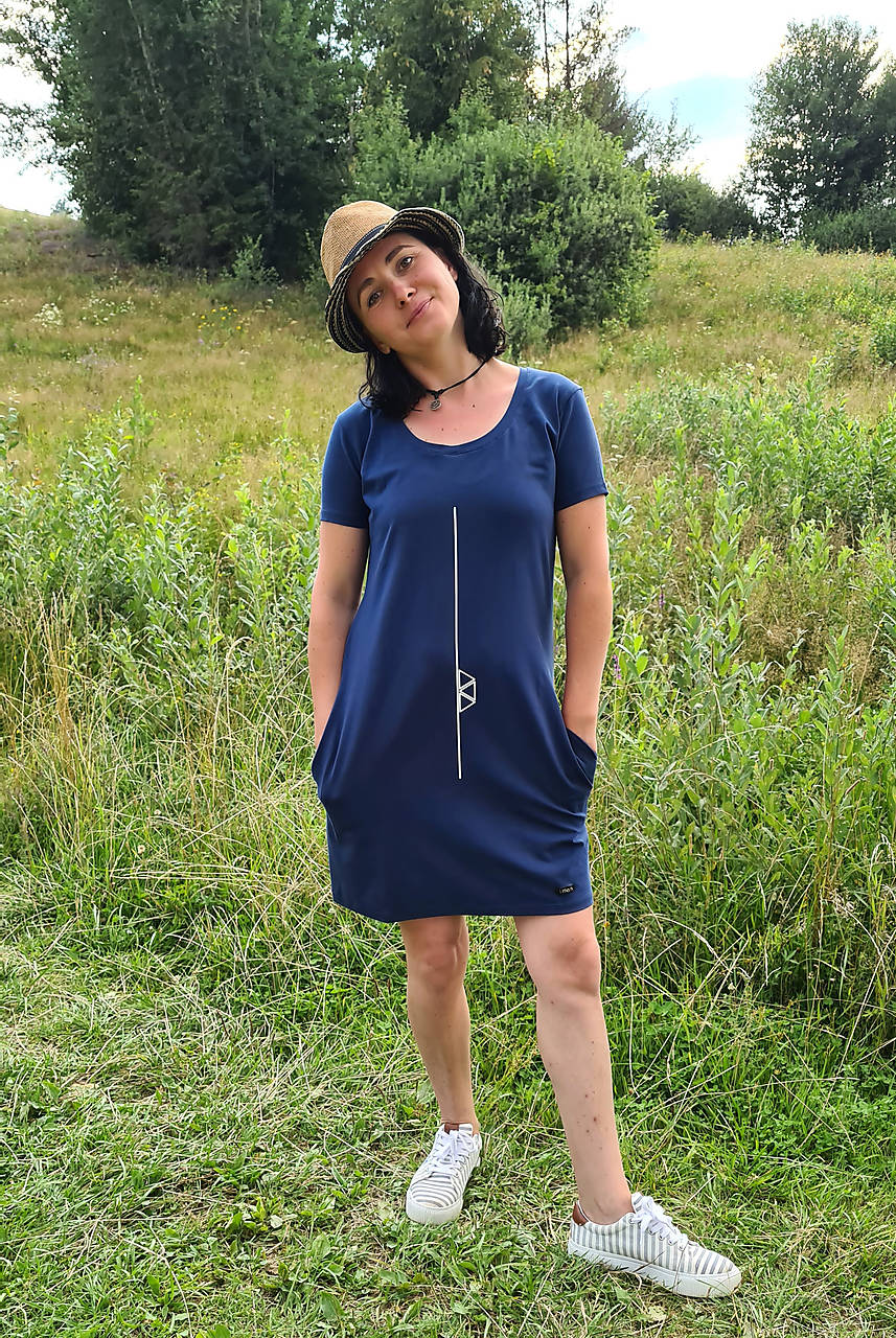 Šaty klasický strih M14 - modré