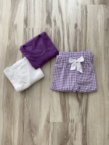 Nočná bielizeň - Pyžamové nohavice fialové drobné karo - 12274392_
