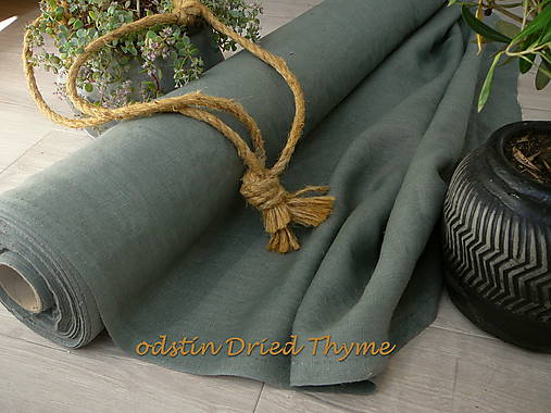 Textil - odstín DRIED THYME..100% len metráž - 12274639_