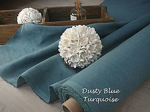 Textil - odstín DUSTY BLUE TURQUOISE ..100% len metráž - 12274621_