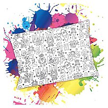 Detský textil - Vankúš na vymaľovanie – Písmenkové príšery (Antialergický) - 12275436_