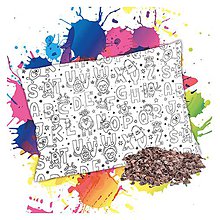 Detský textil - Vankúš na vymaľovanie – Písmenkové príšery (Pohánkový) - 12275437_