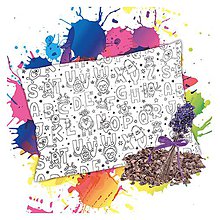 Detský textil - Vankúš na vymaľovanie – Písmenkové príšery (Levanduľovo-pohánkový) - 12275438_