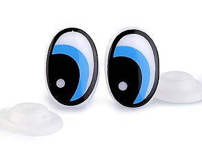 Galantéria - Bezpečnostné oči, 14x22 mm, bielo-modré (cena za 1 pár) - 12277687_