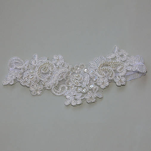 Svadobný ivory perličkový podväzok