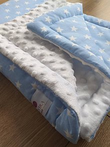 Detský textil - Minky deka "Modré hviezdičky" - 100x70cm - 12278502_