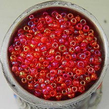 Korálky - Rokajl okrúhly 2mm s AB efektom (červeno-oranžový AB) - 12282641_