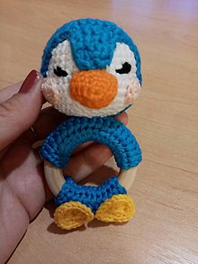 Hračky - Modrý tučniačik - hrkálka - 12283534_