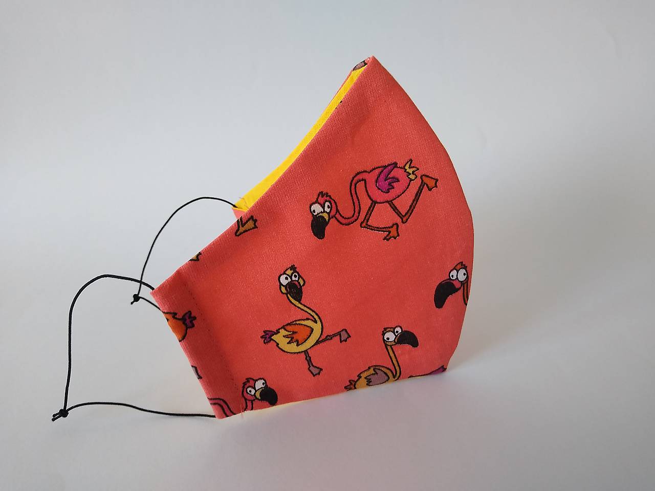 Dizajnové rúško plameniaky tvarované dvojvrstvové