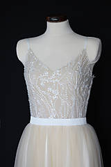 Šaty - Krémové svadobné šaty na ramienka s bolerkom - 12284362_