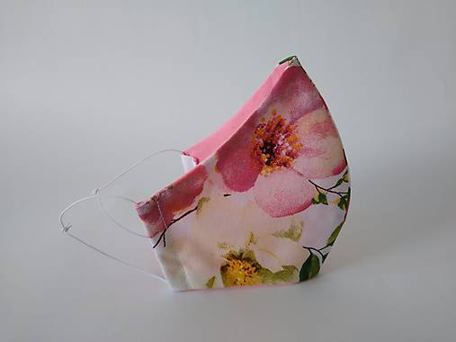 Dizajnové rúško kvety jablone tvarované dvojvrstvové
