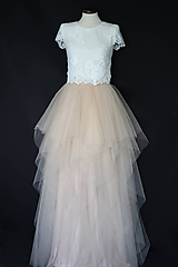 Šaty - Dvojdielne svadobné šaty top a viacvrstvová tylová sukňa - 12287127_