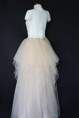 Šaty - Dvojdielne svadobné šaty top a viacvrstvová tylová sukňa - 12287128_