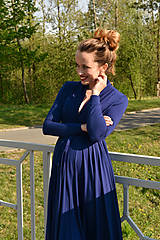 Šaty - APRIL indigo modré, zavinovací šaty/cardigan - 12291982_