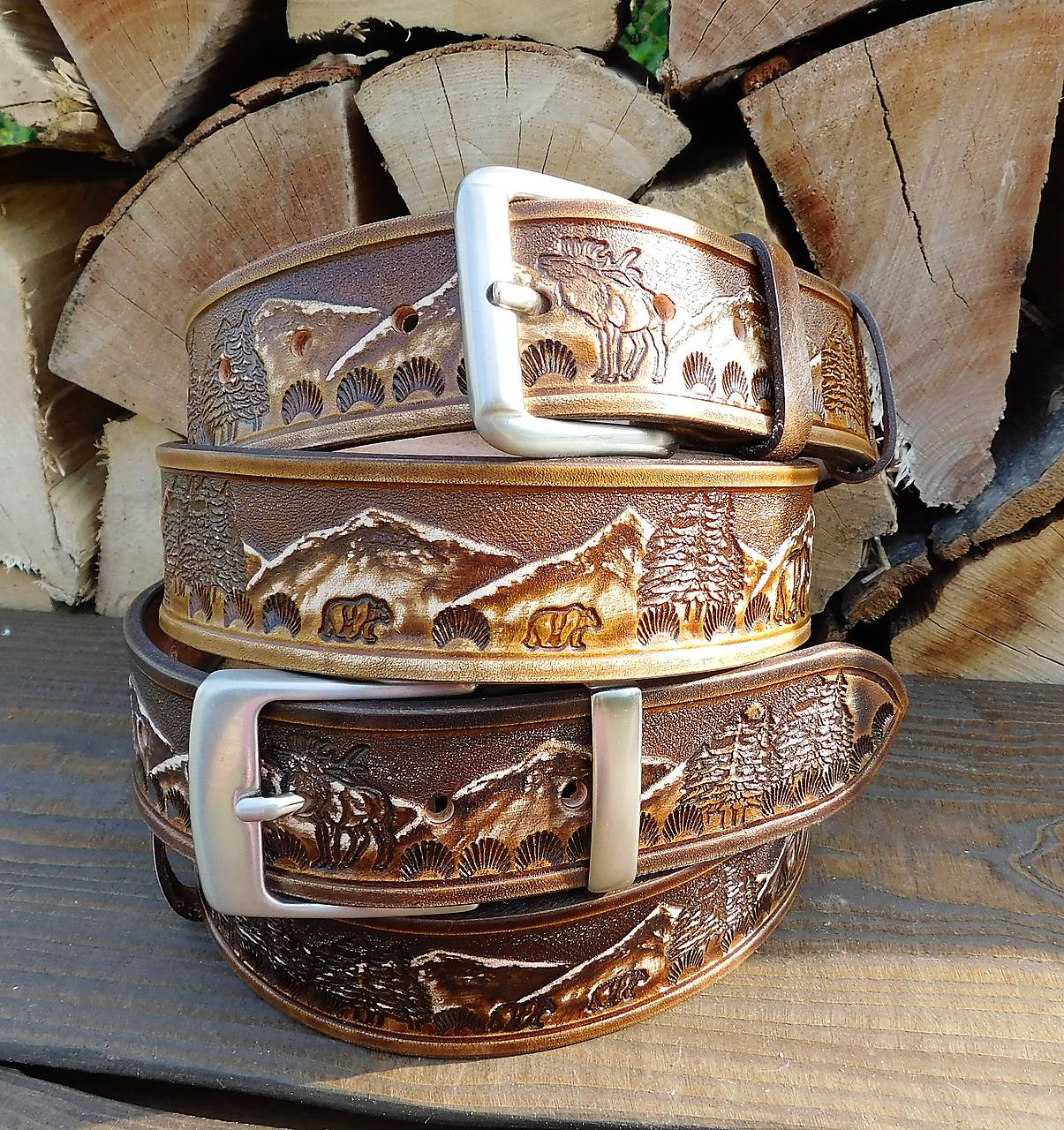 Kožený opasok - Hory, 4 cm