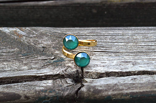 Duo Swarovski Element v prsteni z pozláteného striebra