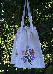 Veľké tašky - Taška zaťahovacia s tkanými kvetmi - 12291948_
