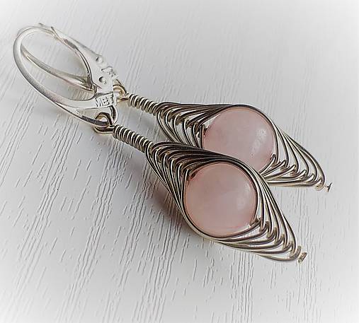 Náušnice - náušničky KLARISKY S RUŽENÍNOM a strieborným drôtom - 12290369_