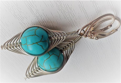 Náušnice - náušničky KLARISKY S TYRKENITOM a strieborným drôtom - 12290534_