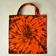 Nákupné tašky - Plátěná oranžovo-hnědá batikovaná taška 11122590 - 12290371_
