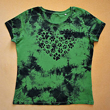 Topy, tričká, tielka - Zeleno-černé dámské triko s kočičími stopami M 11360919 - 12290608_